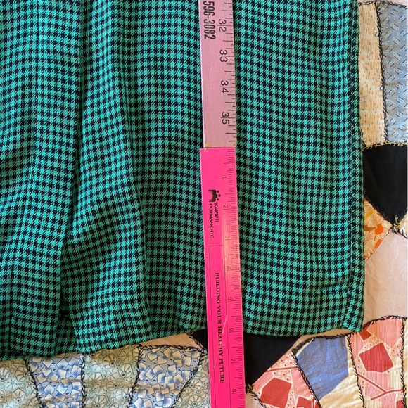 VINTAGE Dress MODA INTL Green Black Checkered Plaid Pencil Bottom Roomy Top 8 - Picture 11 of 16